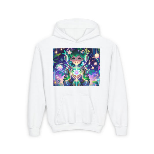Sweatshirt | Jeugd | Met capuchon | Zware kwaliteit | Technofantasie | Cybernatuur | Groen Wezen