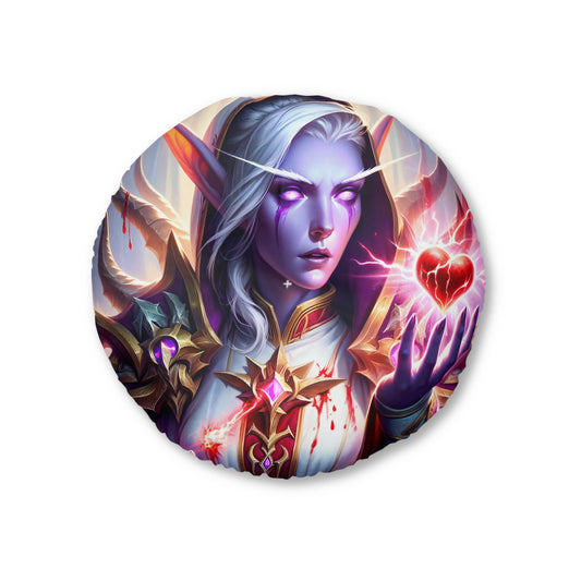 تکیہ | فرش کا تکیہ | ٹفٹڈ | گول | خیالی فن | جادوئی الف وارڈن | ارغوانی دل