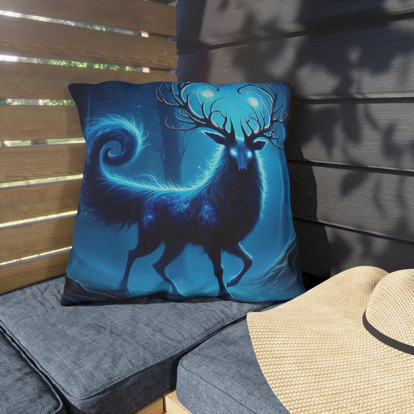 Almohada | Almohada de exterior | Ciervo espíritu místico | Azul guardián