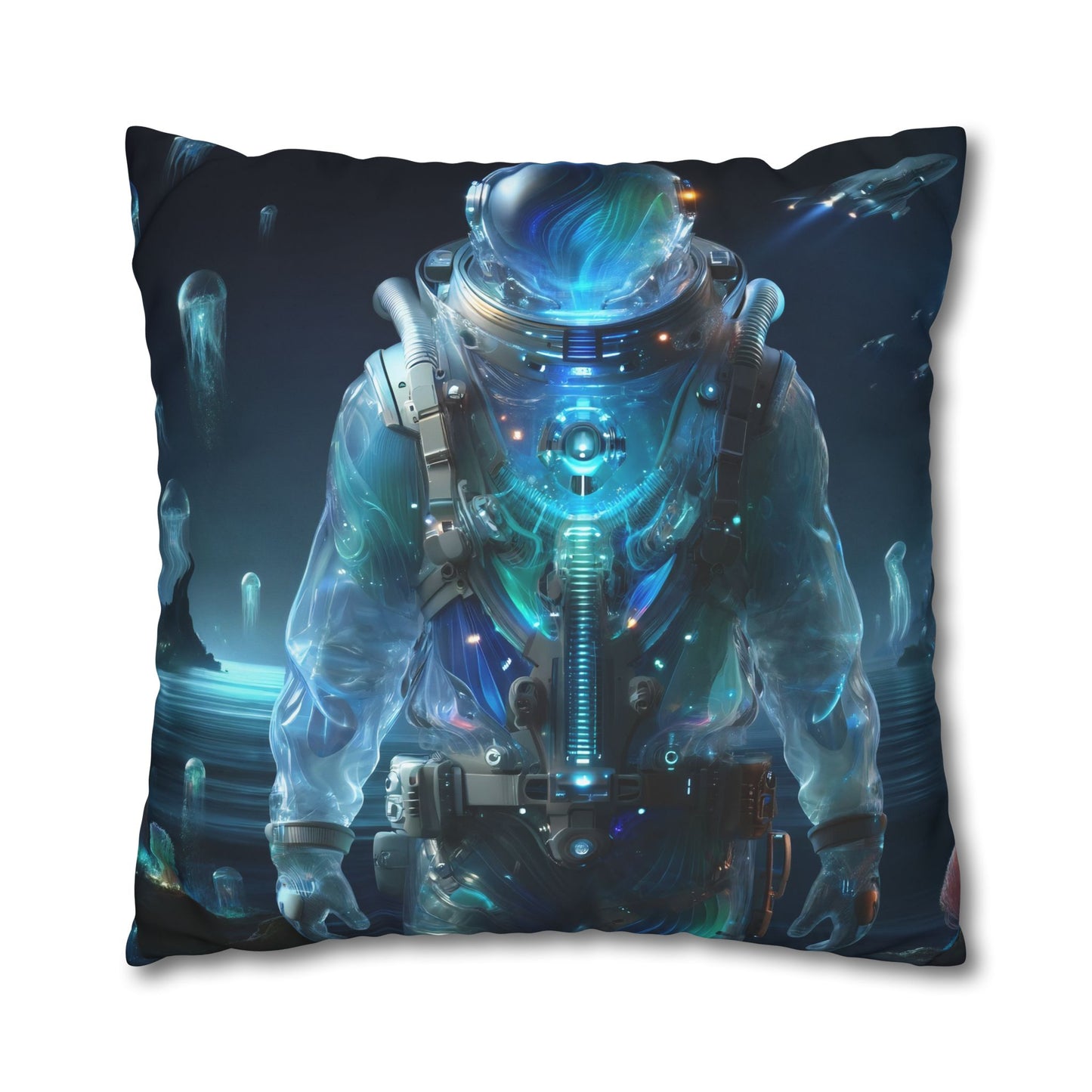 Yastık kılıfı | Kare | Polyester kanvas | Uzay Biyolüminesans | Astronot