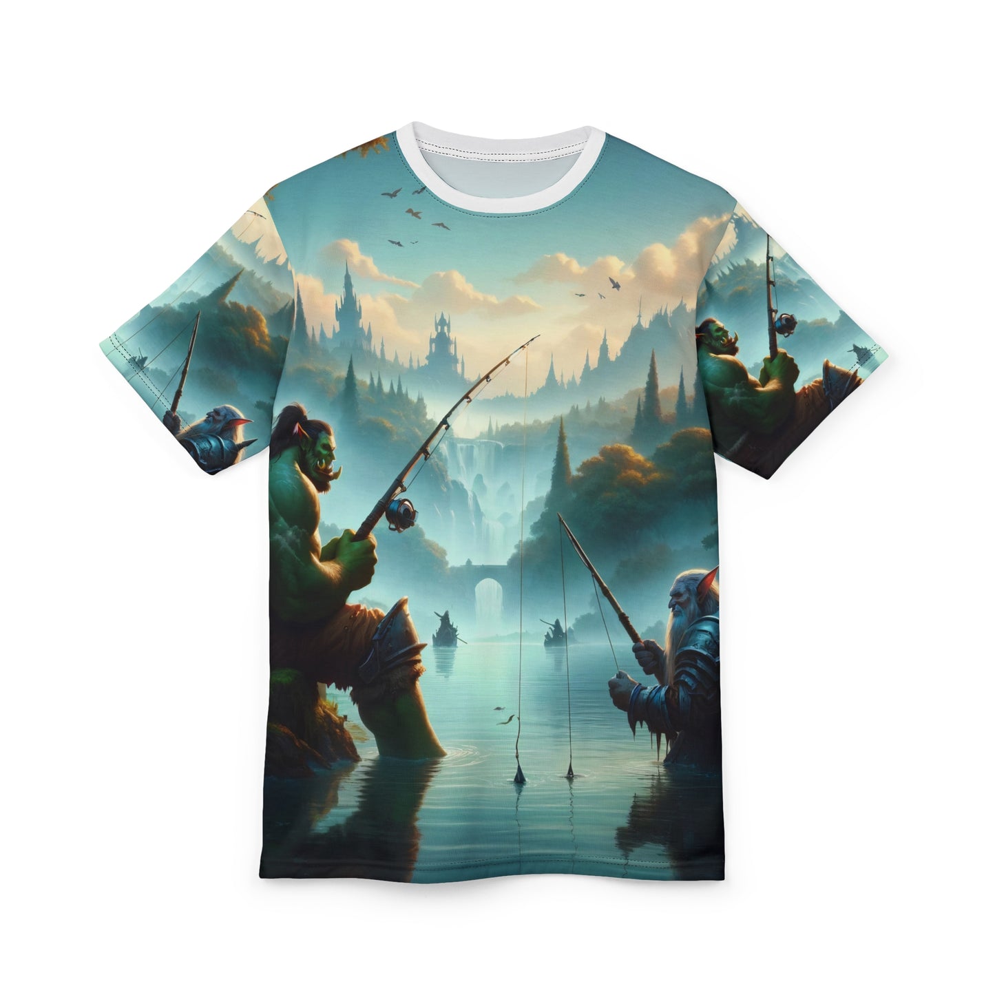 T-Shirt | Nadruk na całej powierzchni | T-shirt unisex | Fantasy międzyrasowe | Orc i krasnolud