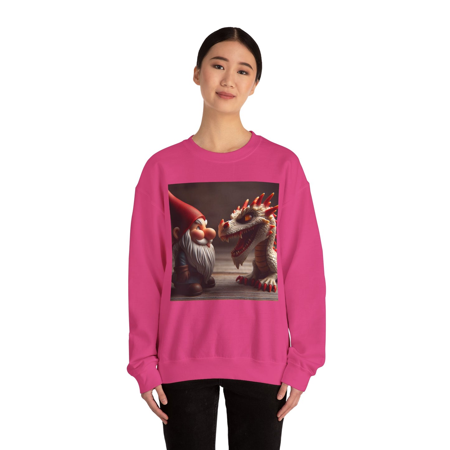 Bluza dresowa | Unisex | Okrągły dekolt | Gruba mieszanka | Fantasy folklorystyczne | Gnom i Smok