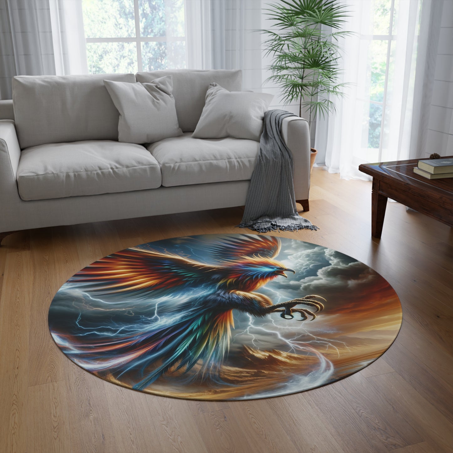 Dywany | Okrągły | Legendarny Feniks | Ogień Odrodzenia