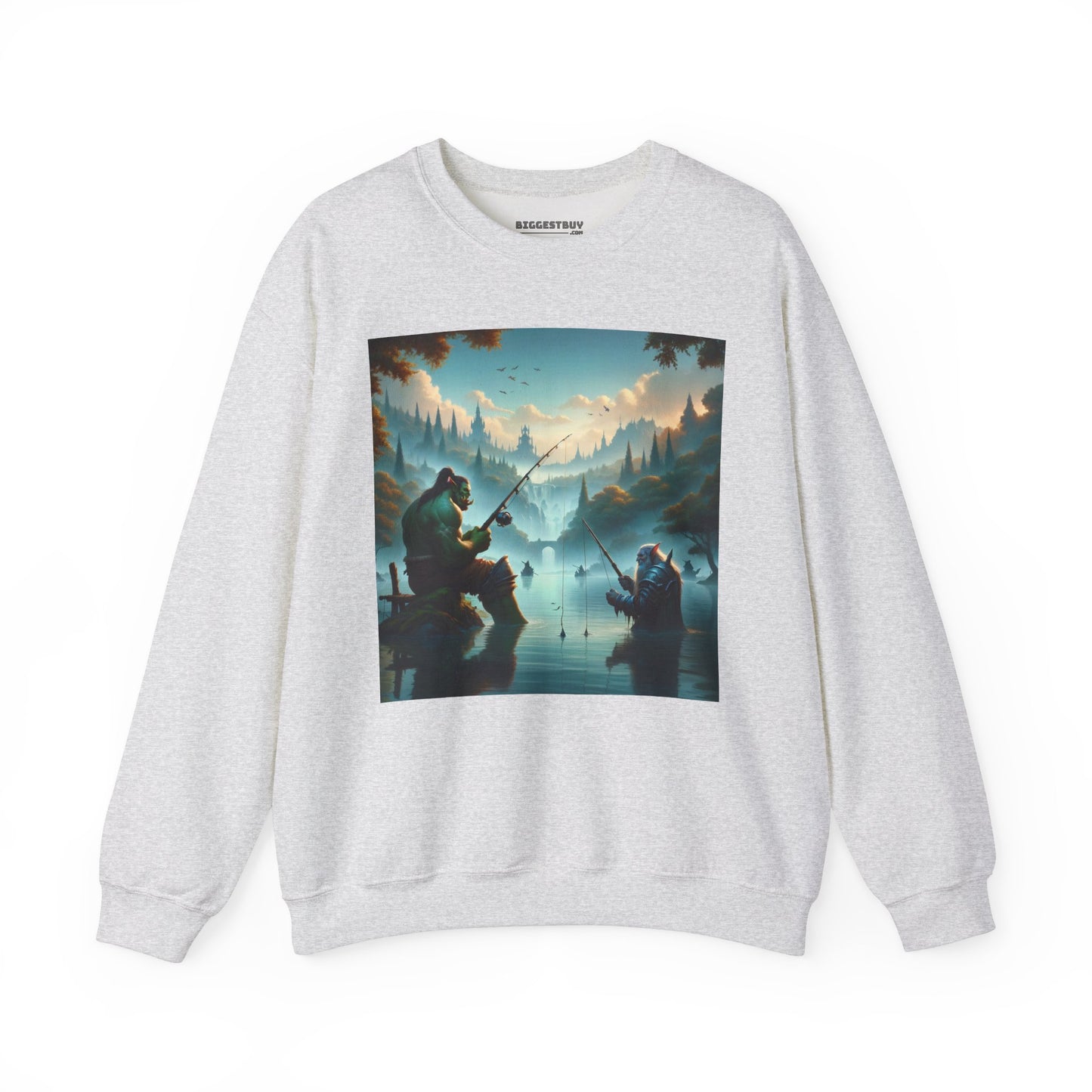 Bluza dresowa | Unisex | Okrągły dekolt | Gruba mieszanka | Fantasy międzyrasowe | Orc i krasnolud