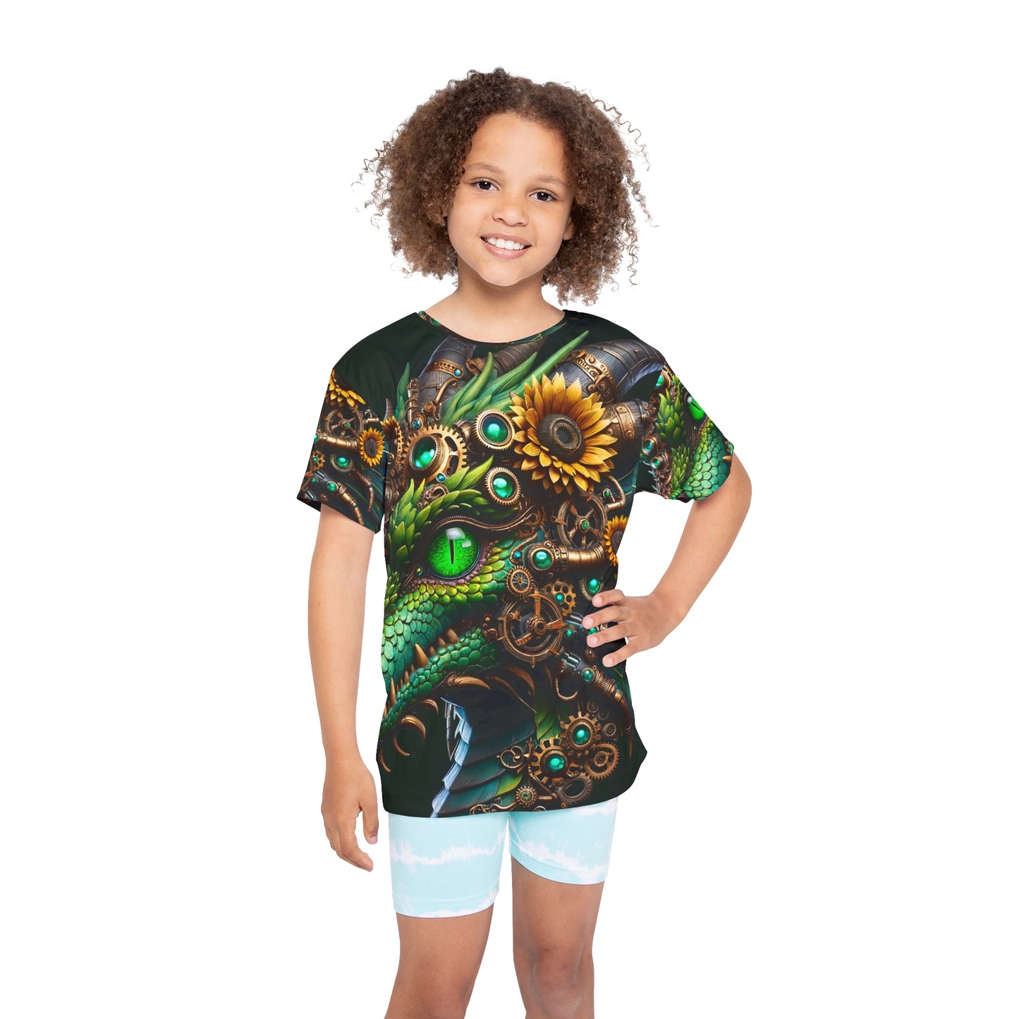 قميص رياضي | للأطفال | تنين ستيمبانك | خيال علمي فيكتوري | رأس