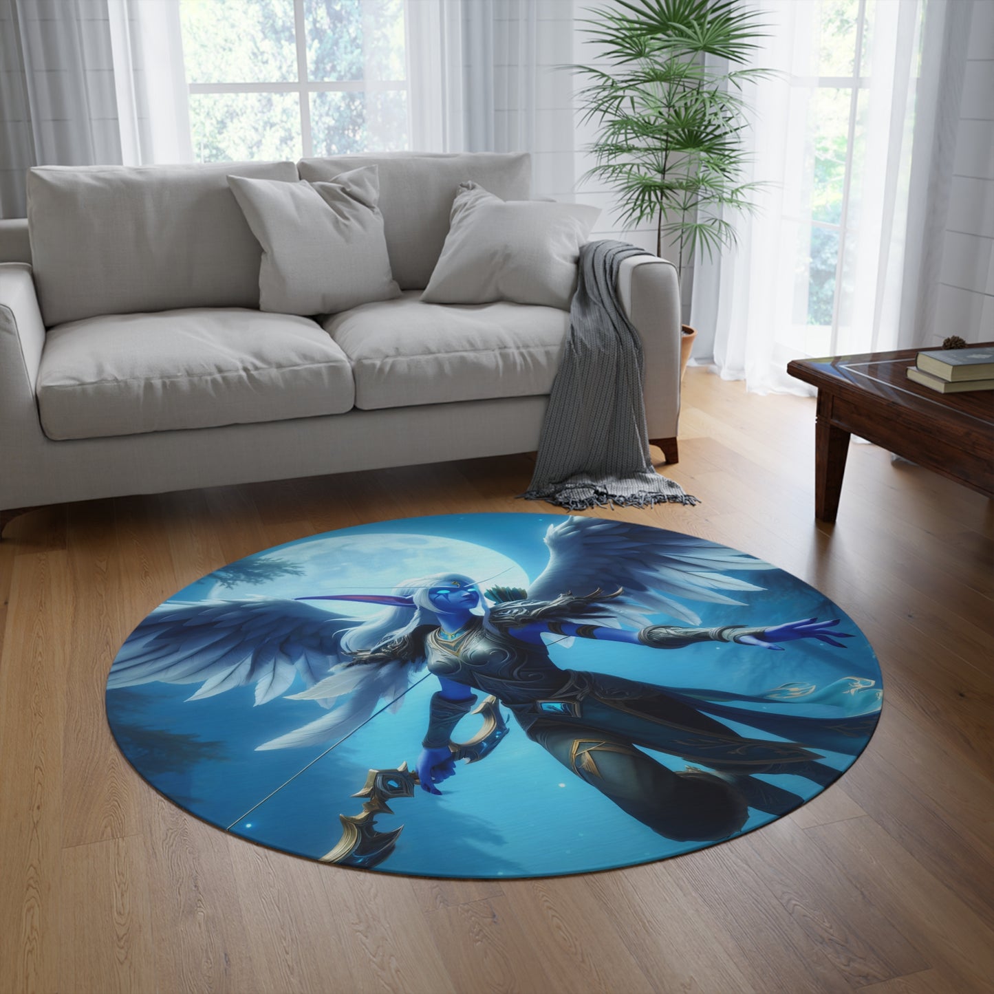 Vloerkleed | Rond | Elfen Fantasy | Nachtkrijger | Engel
