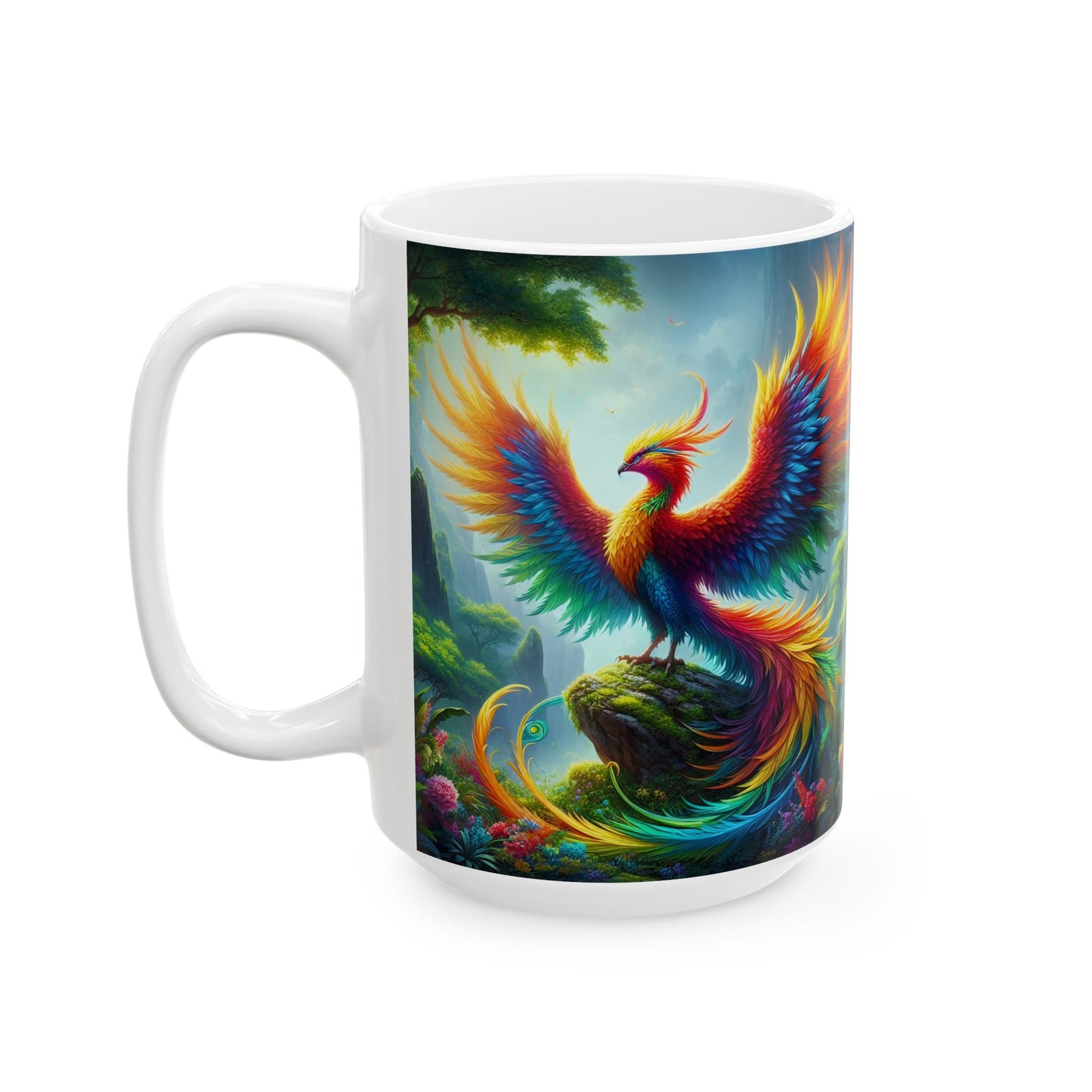 مگ | سیرامک | سفید | افسانوی تصور | عنقا اساطیر | آتشی پرندہ