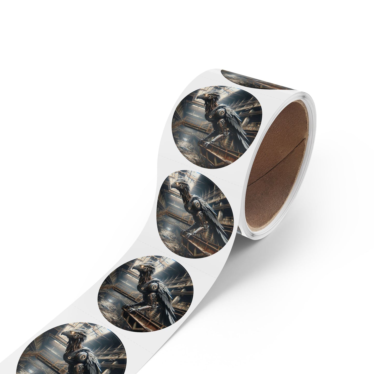 Stickerlabelrol | Rond | Steampunk | Klokwerk Mechanica | Raaf