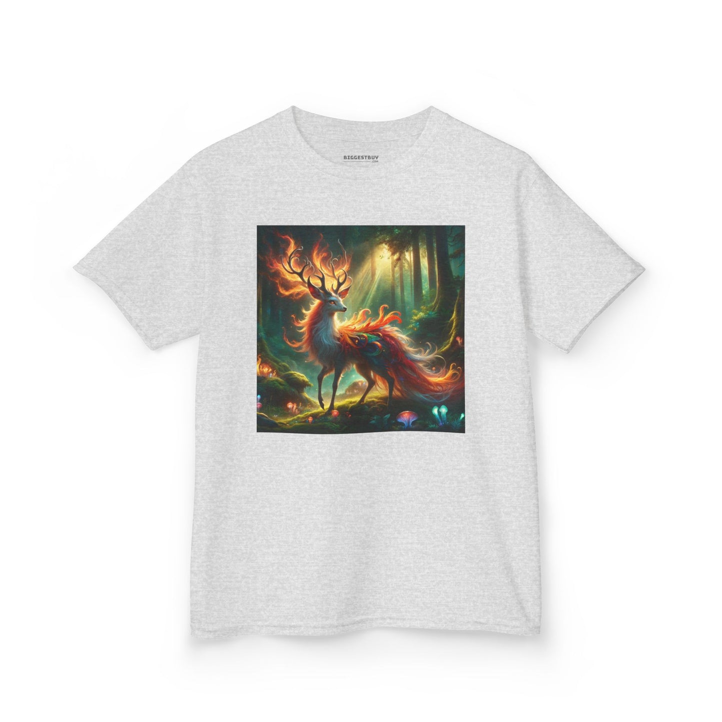 T-Shirt | Koszulka dziecięca | Ciężka bawełna | Mistyczna fantazja | Ognisty jeleń