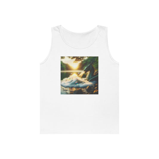 Tanktopp | Unisex | Kraftig bomull | Dragemagi | Fantasilandskap | Innsjø