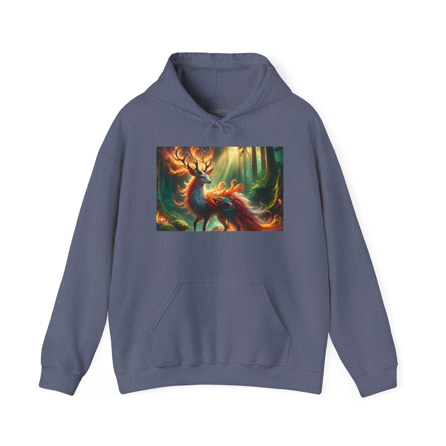 Felpa con cappuccio | Unisex | Felpa con cappuccio | Misto pesante | Mitologia Fantastica | Cervo di Fuoco