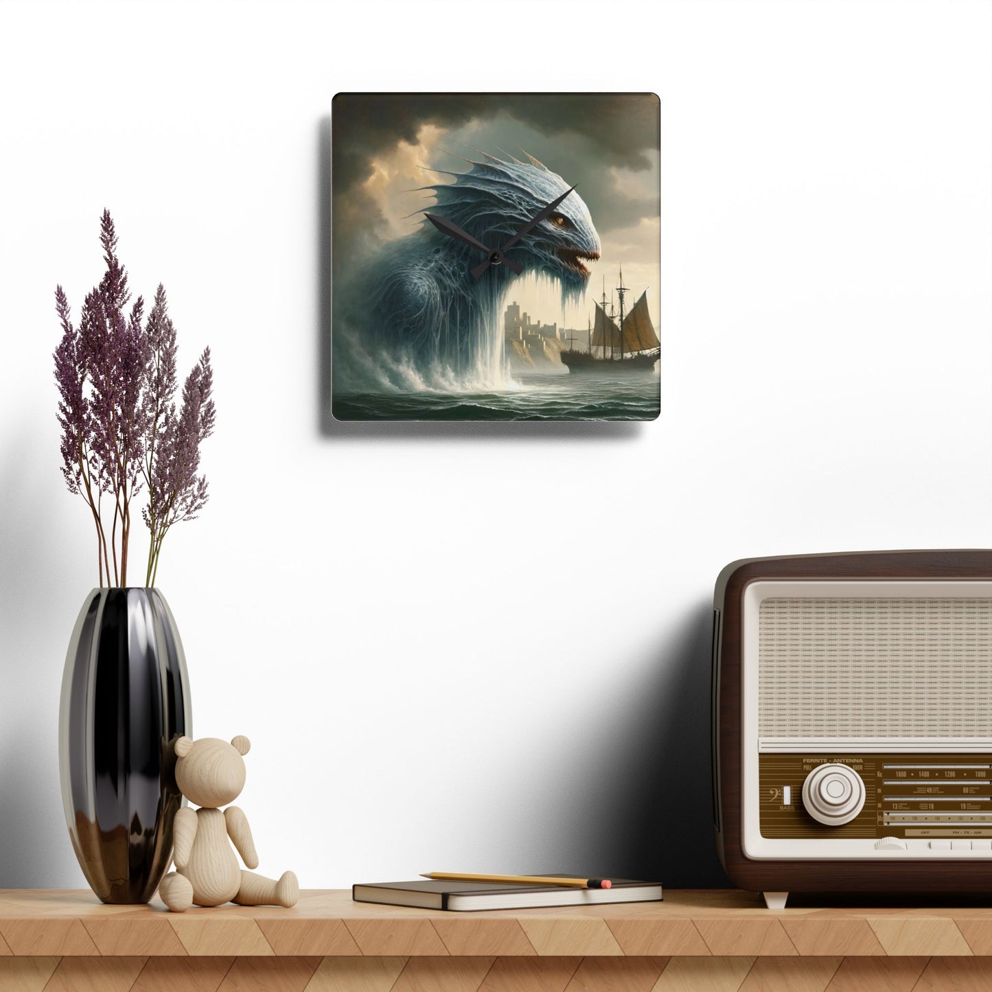 Orologio da parete | Acrilico | Rotondo o quadrato | Mitologia Nordica | Jörmungandr | Serpente Marino