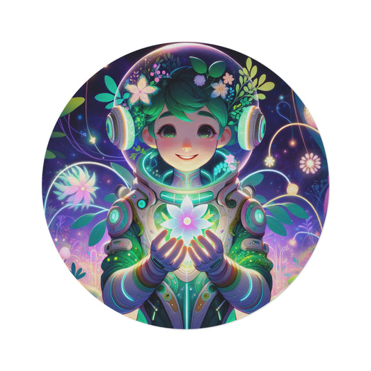 Vloerkleed | Rond | Technofantasie | Cybernatuur | Groen Wezen