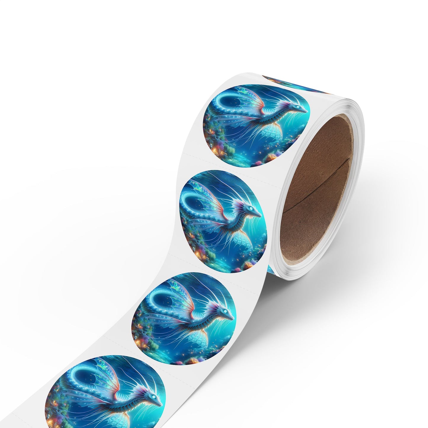 Aufkleberrolle | Rund | Mythische Wasserdrachen | Mizuchi