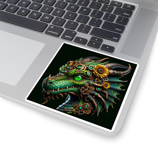 Sticker | Square | Steampunk Fantasy | Dragon Head