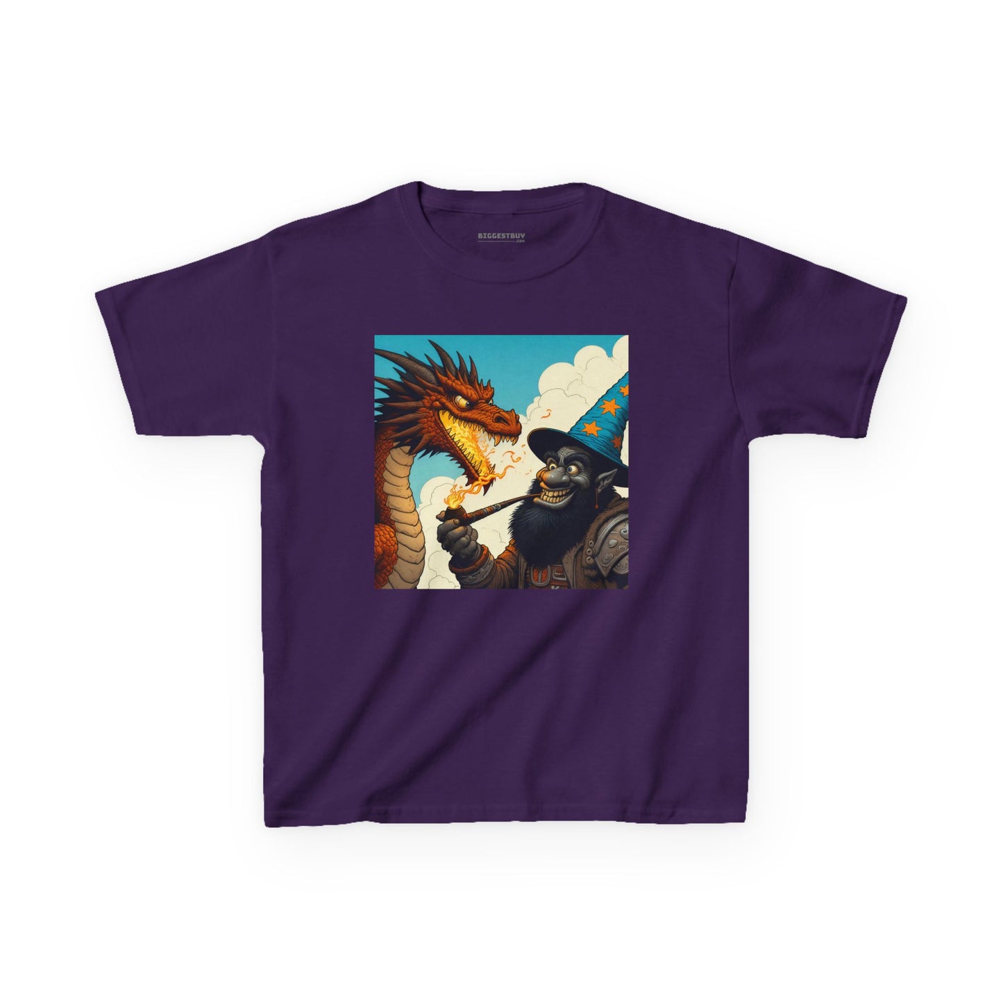 Camiseta | Camiseta Infantil | Algodão Pesado | Fantasia Épica | Duelo de Magia | Dragão