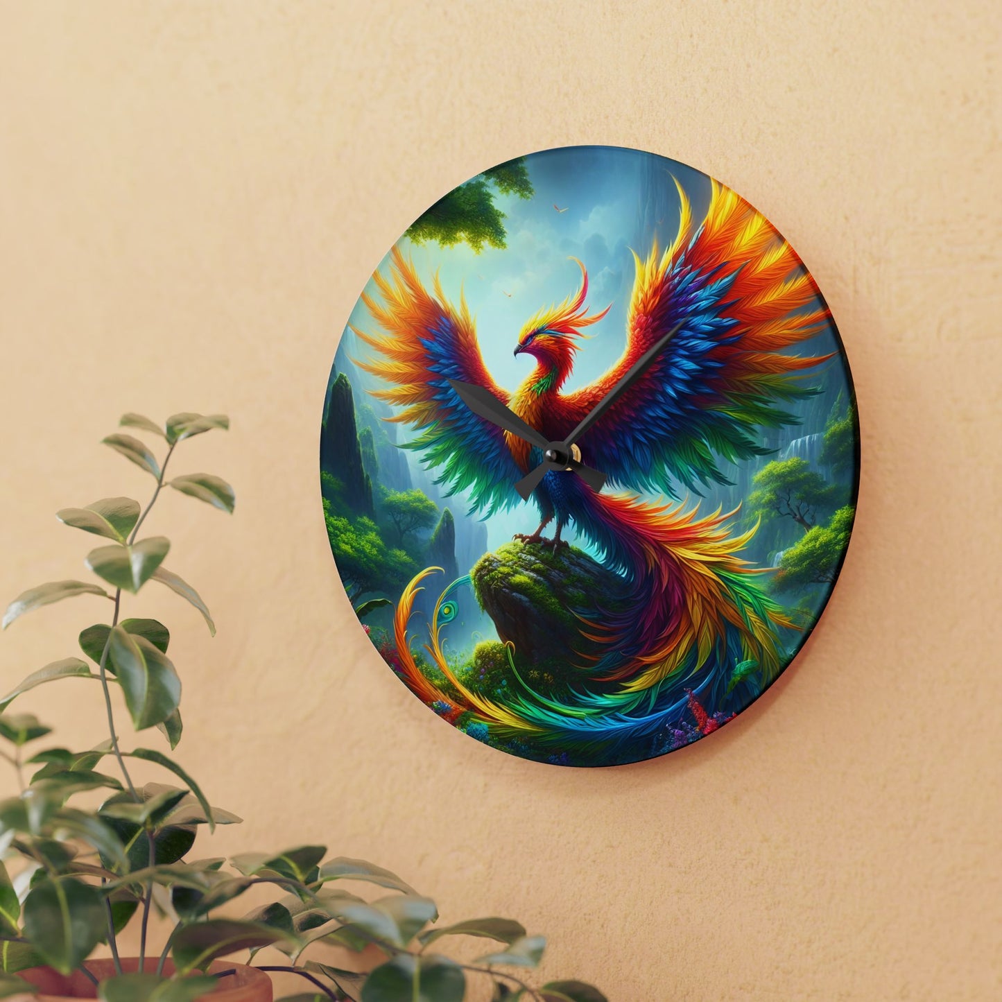 Настенные часы | Акрил | Круглые или квадратные | Фэнтези | Огненное возрождение | Феникс