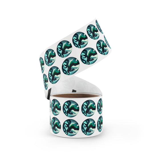 Roll Label Stiker | Bulat | Fantasi Naga Bersayap | Makhluk Mistis