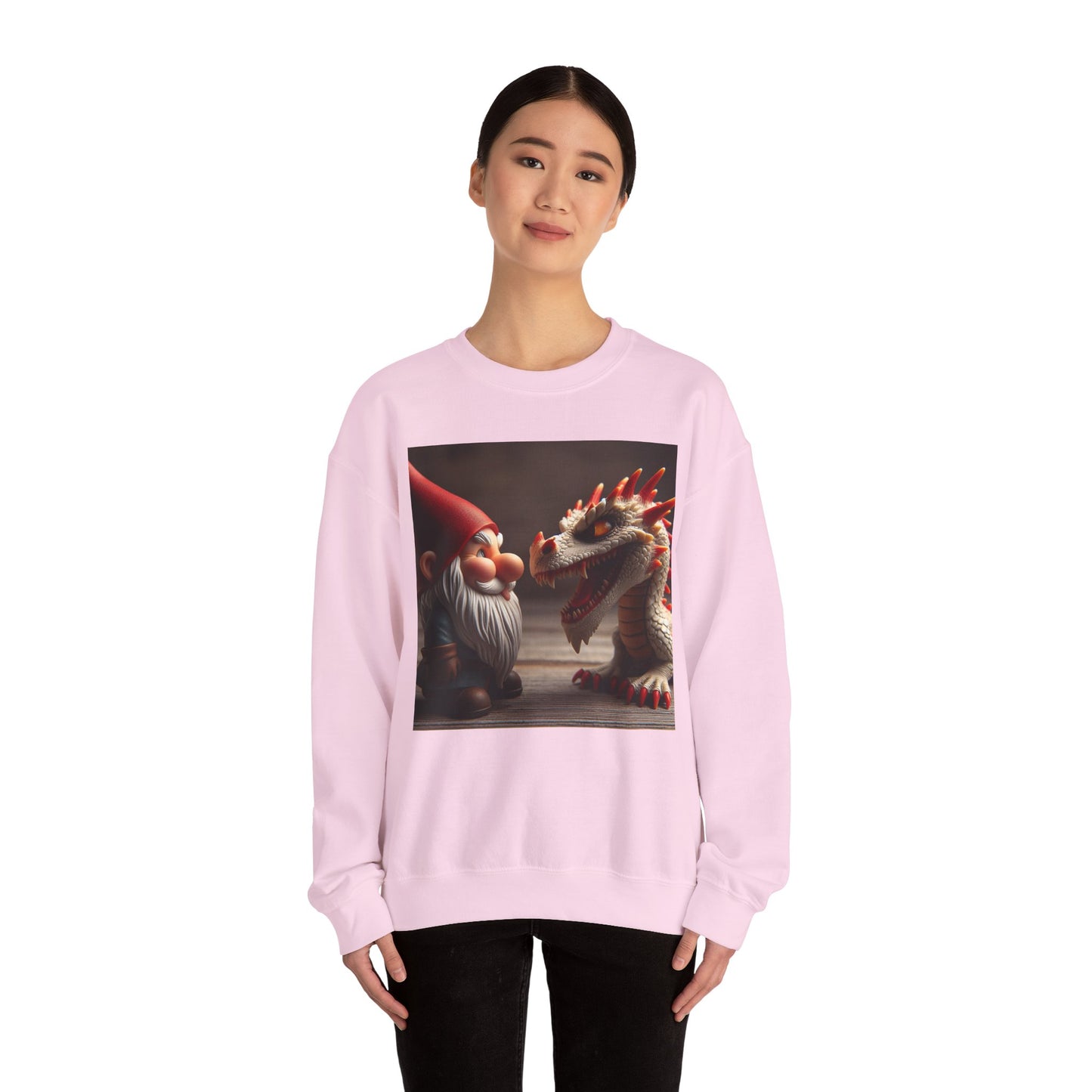 Bluza dresowa | Unisex | Okrągły dekolt | Gruba mieszanka | Fantasy folklorystyczne | Gnom i Smok