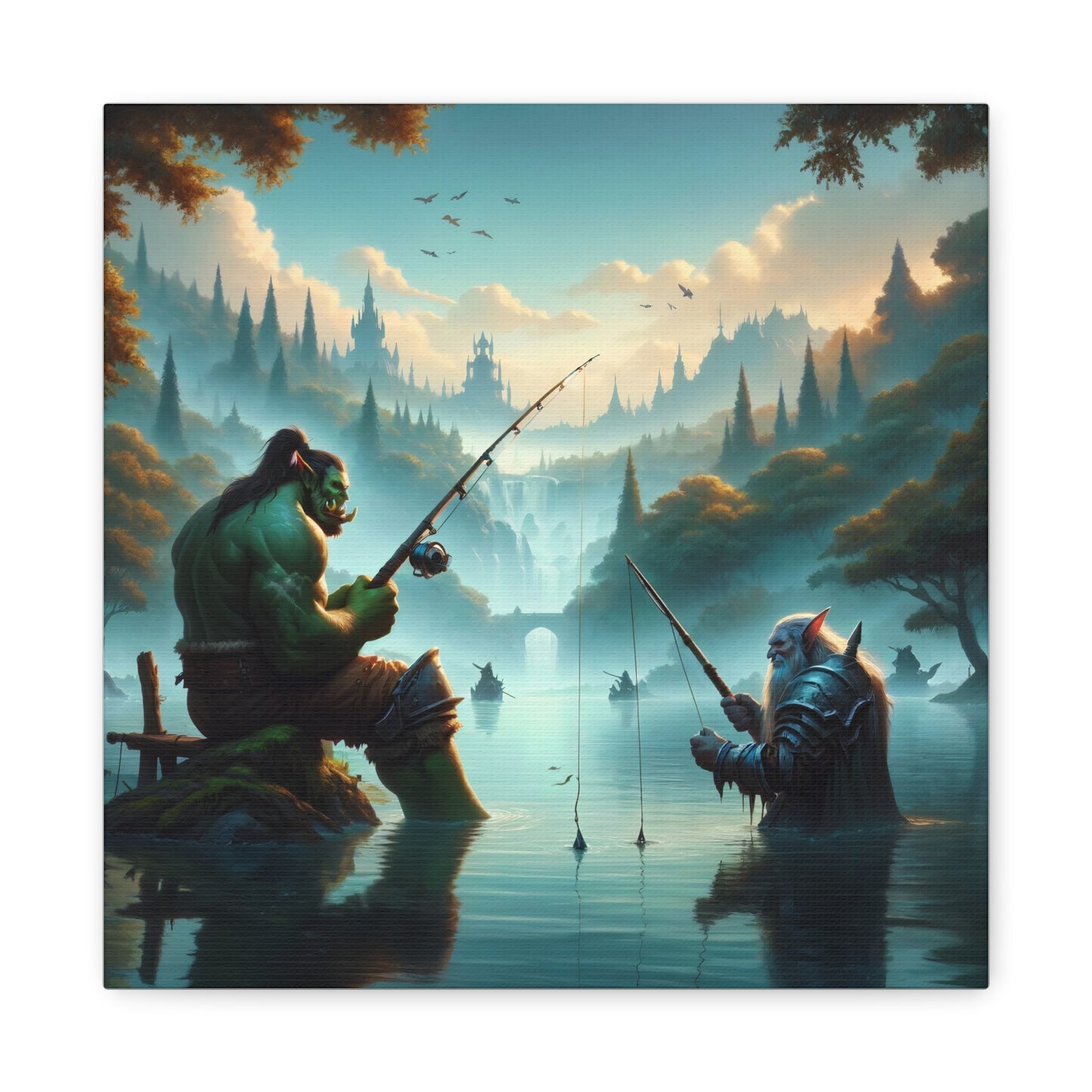 Płótno | Matowy | Fantasy międzyrasowe | Orc i krasnolud