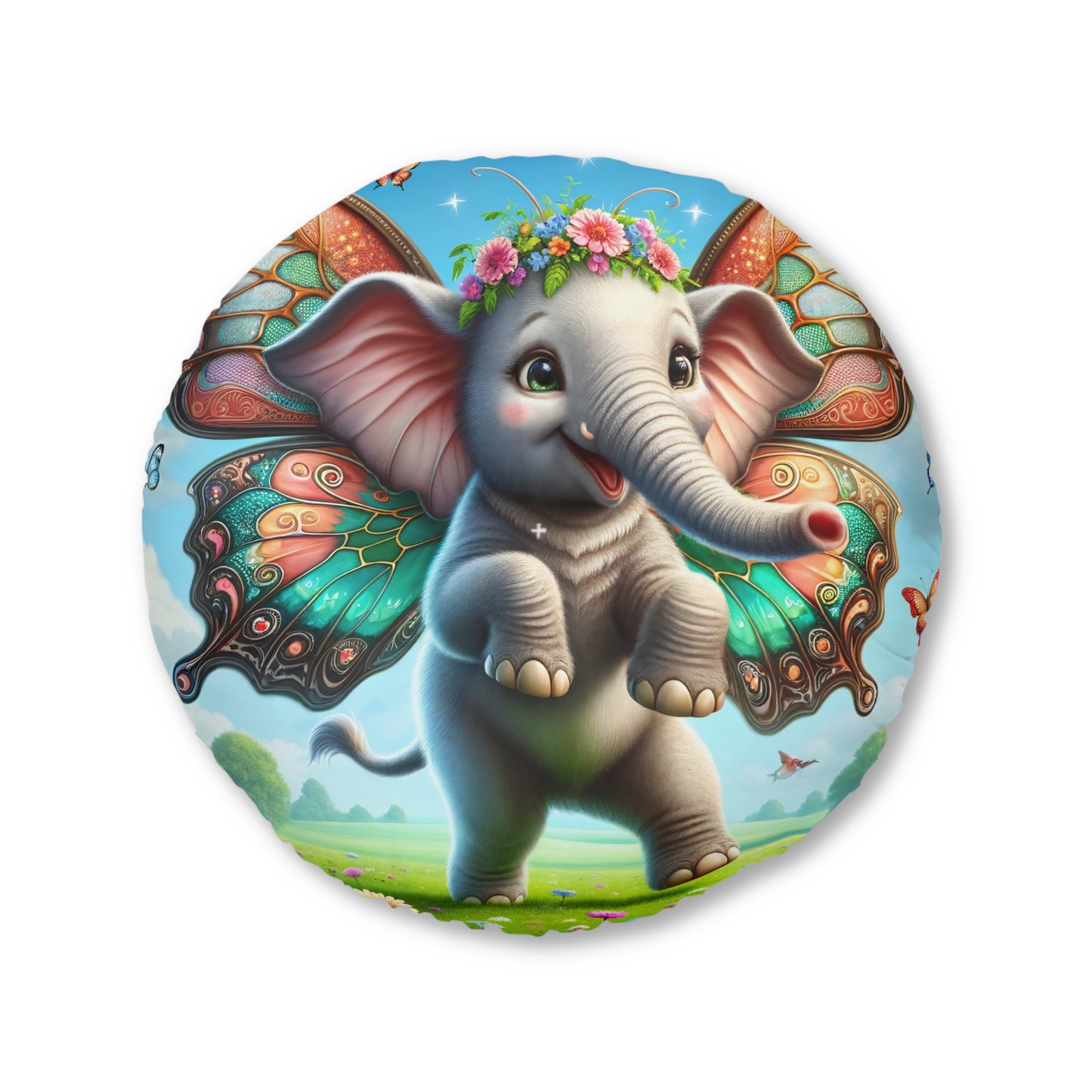 Cuscino | Cuscino da pavimento | Trapuntato | Rotondo | Mitologia Fantastica | Airavata | Elefantino