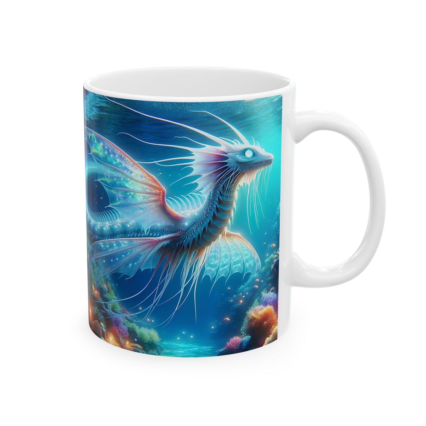 Tazza | Ceramica | Bianca | Mitologia Acquatica | Drago Marino