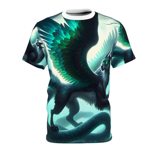 ٹی شرٹ | آل اوور پرنٹ | یونیسیکس ٹی | اساطیری فینٹسی | ڈریگن | ریشمی پر