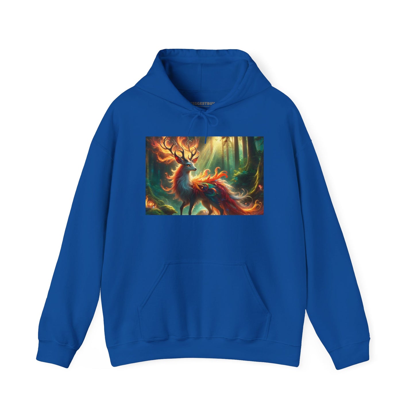 Felpa con cappuccio | Unisex | Felpa con cappuccio | Misto pesante | Mitologia Fantastica | Cervo di Fuoco