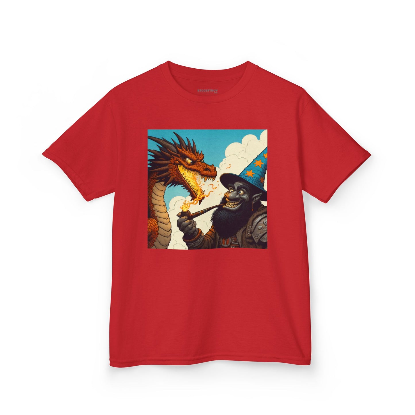 Camiseta | Camiseta Infantil | Algodão Pesado | Fantasia Épica | Duelo de Magia | Dragão