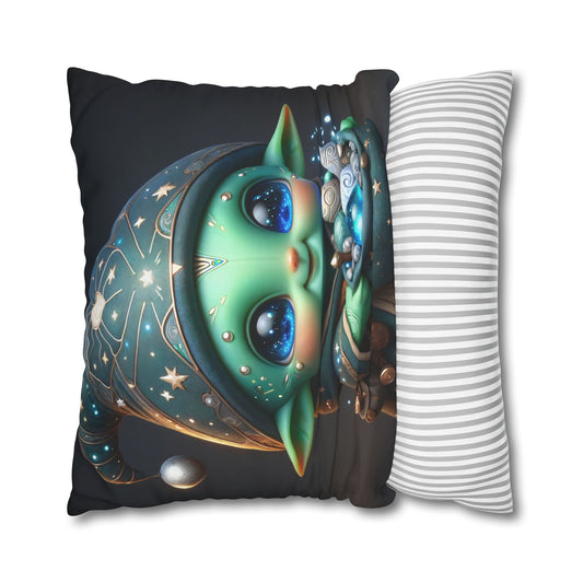Kussensloop | Vierkant | Polyester canvas | Kosmische Folklore | Goblin Figurine
