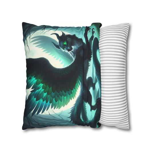Sarung bantal | Persegi | Kanvas poliester | Fantasi Naga Bersayap | Makhluk Mistis
