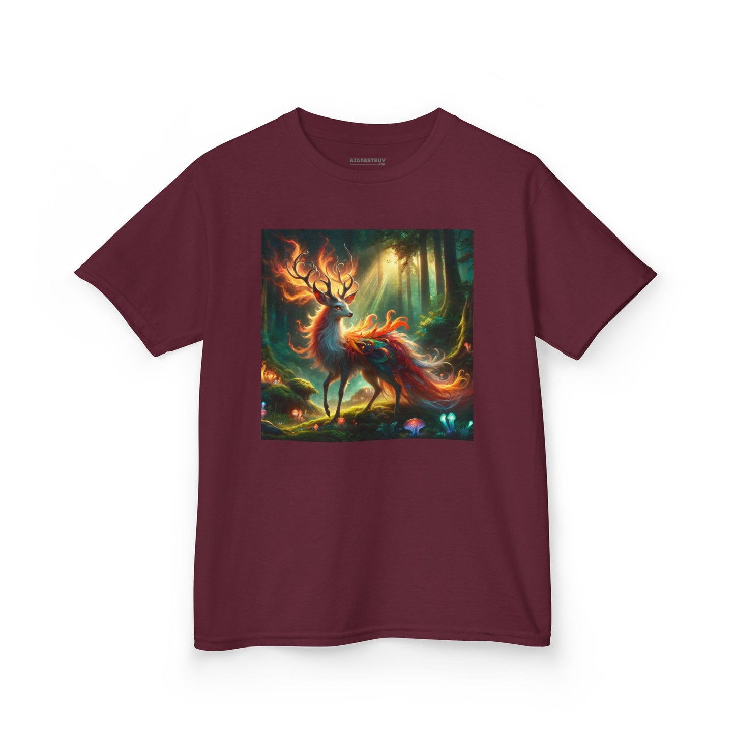 T-Shirt | Koszulka dziecięca | Ciężka bawełna | Mistyczna fantazja | Ognisty jeleń