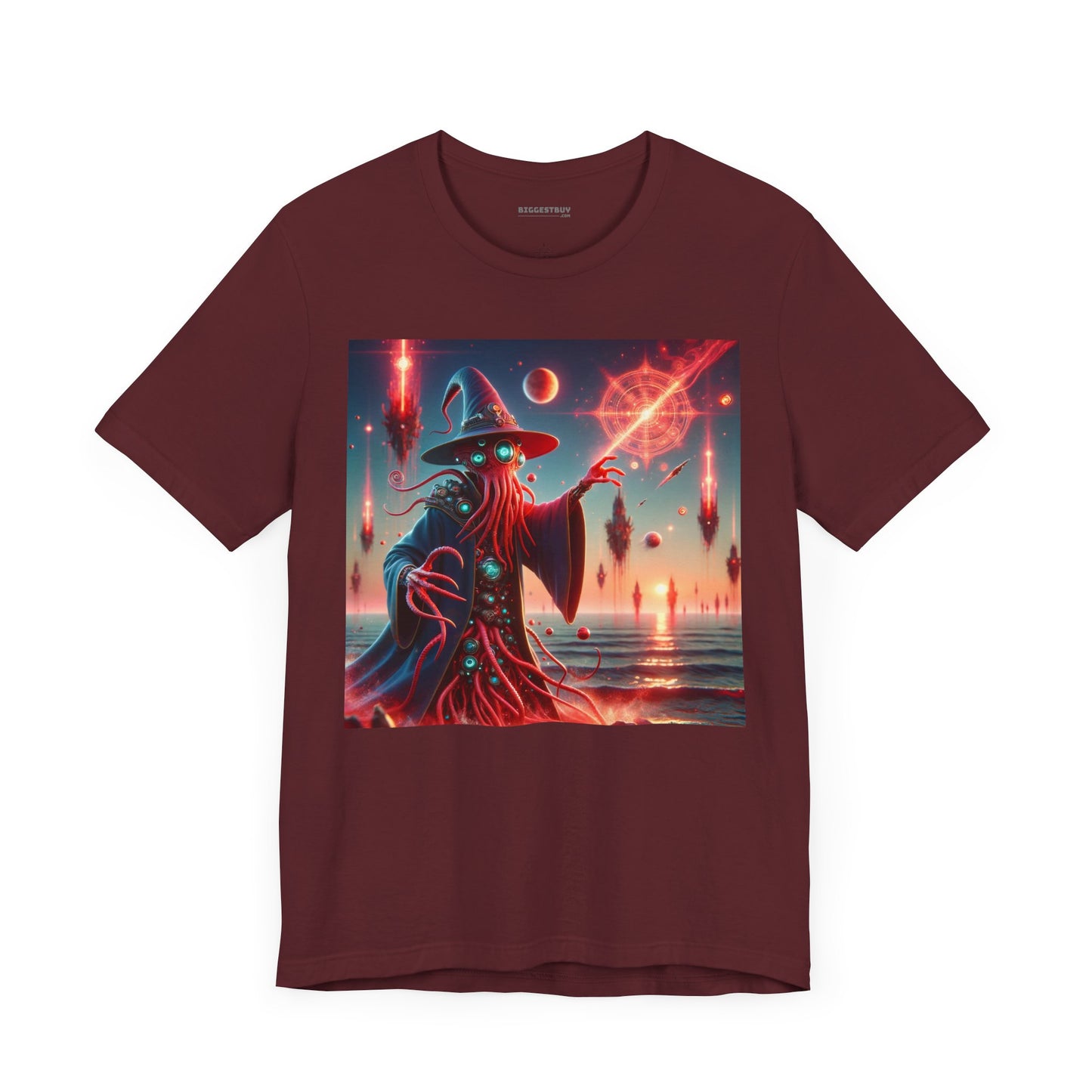 Tシャツ | ユニセックス | ジャージーTシャツ | 半袖 | ラヴクラフト風ホラー | 宇宙の魔術師