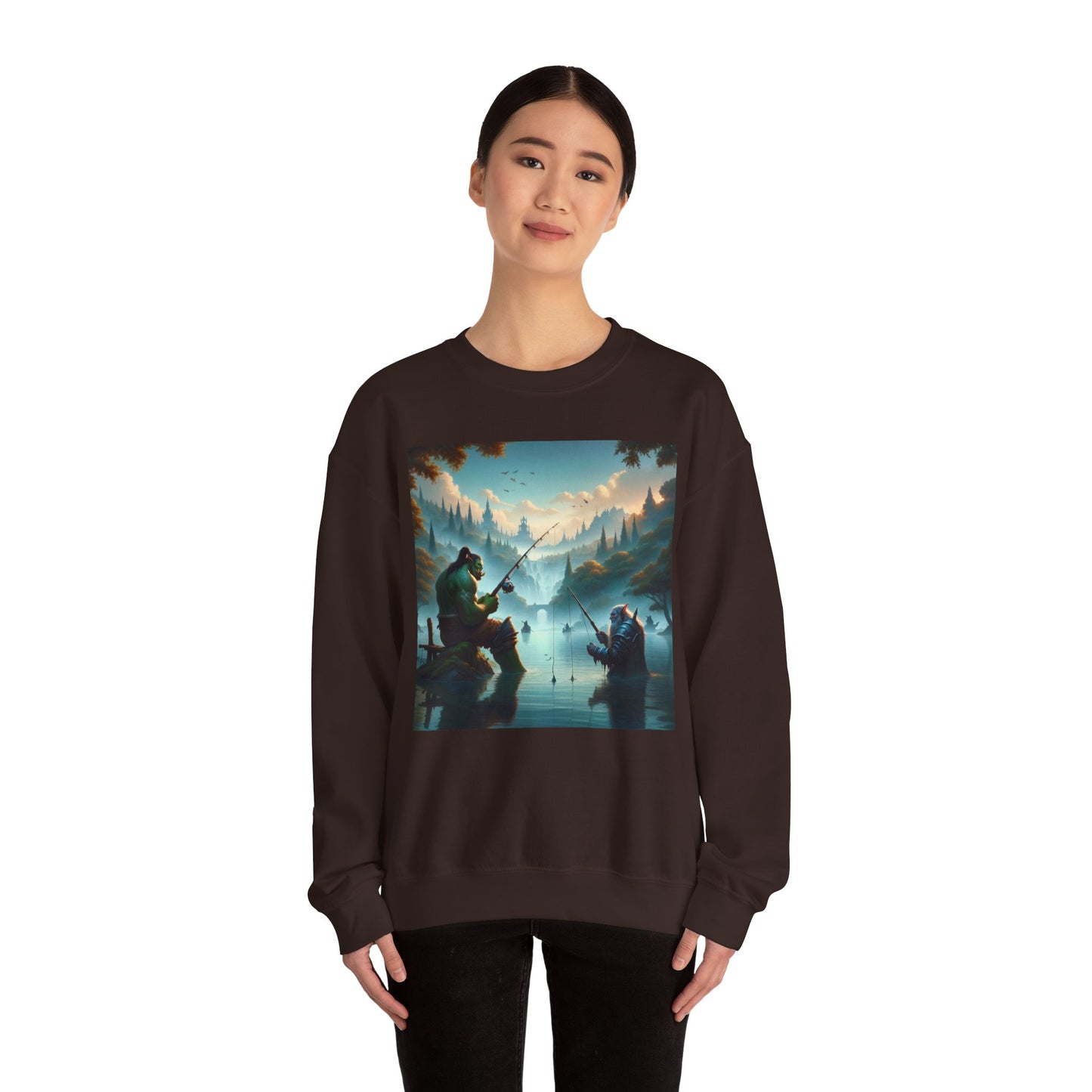 Bluza dresowa | Unisex | Okrągły dekolt | Gruba mieszanka | Fantasy międzyrasowe | Orc i krasnolud