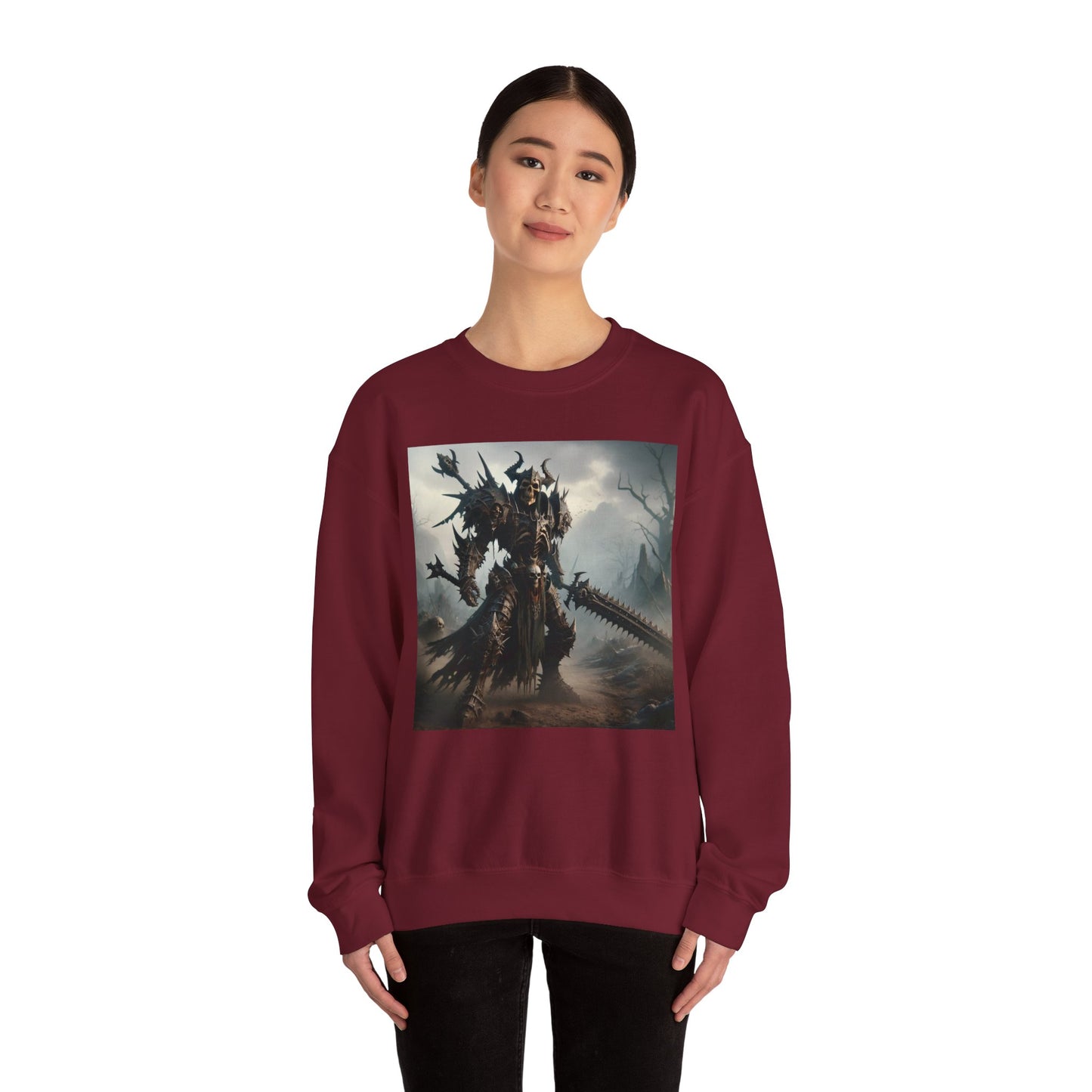 كنزة صوفية | للجنسين | بياقة دائرية | مزيج ثقيل | فانتازيا مظلمة | فارس الموت | محارب