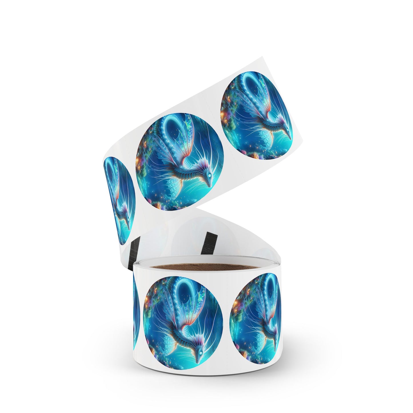Aufkleberrolle | Rund | Mythische Wasserdrachen | Mizuchi
