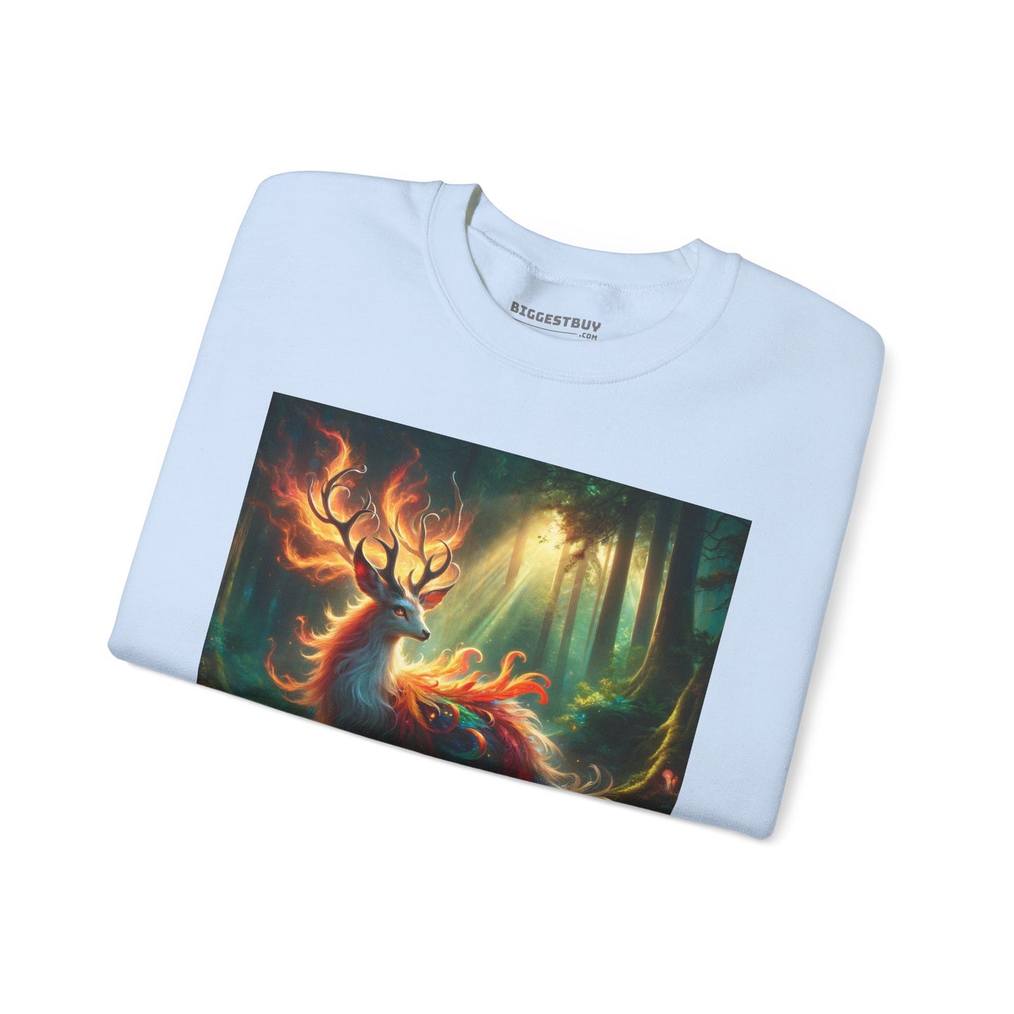 Bluza dresowa | Unisex | Okrągły dekolt | Gruba mieszanka | Mistyczna fantazja | Ognisty jeleń