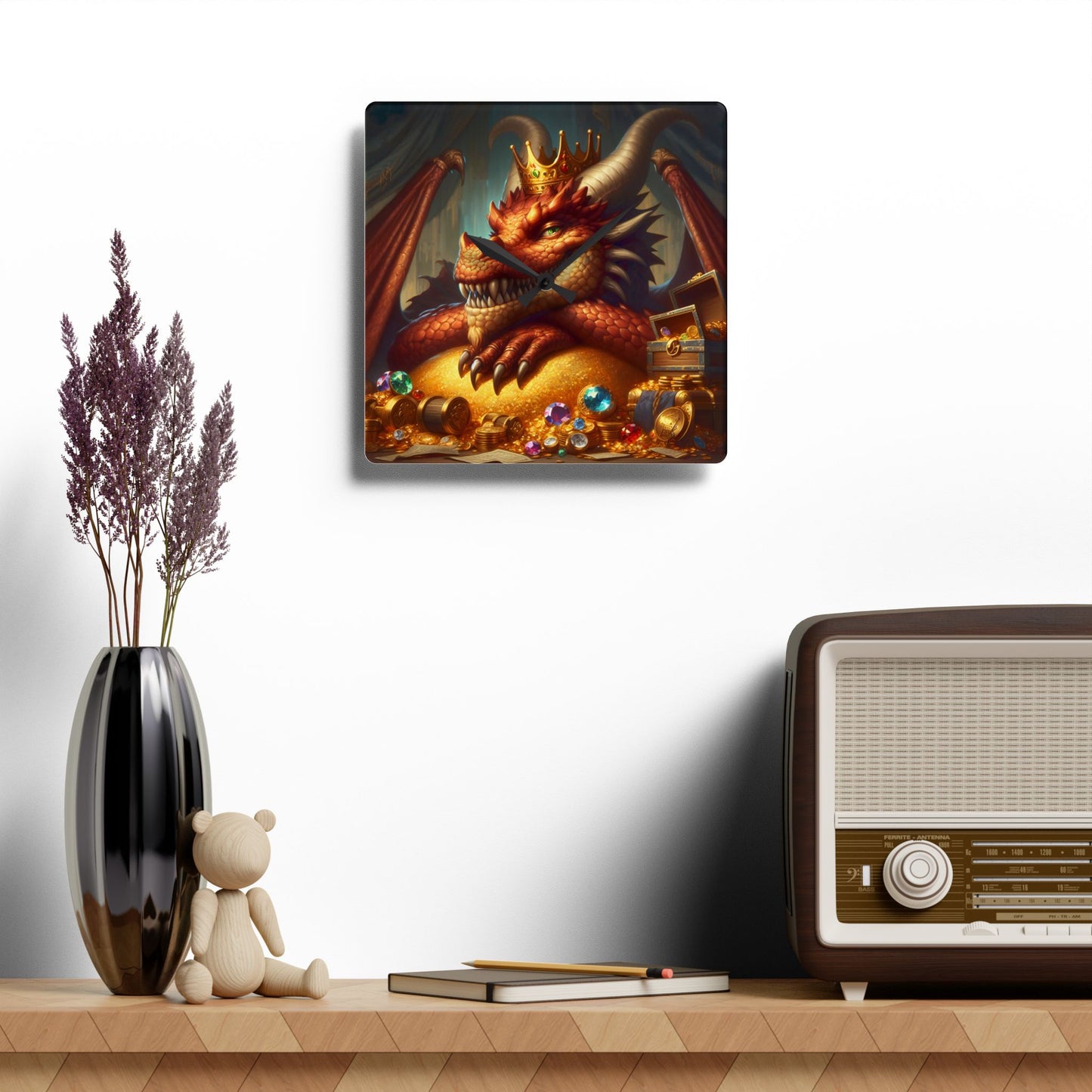 Zegar ścienny | Akrylowy | Okrągły lub kwadratowy | Nordycka Mitologia | Fafnir | Smok