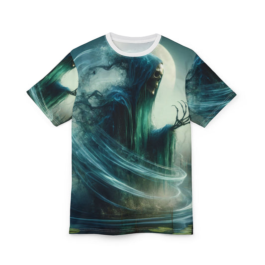 Camiseta | Estampa Total | Camiseta Unissex | Fantasia Sombria | Espectro | Pântano