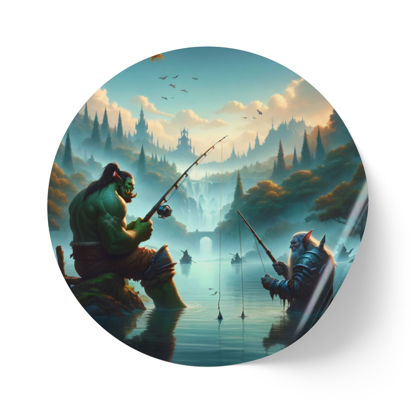 Rolka etykiet samoprzylepnych | Okrągły | Fantasy międzyrasowe | Orc i krasnolud