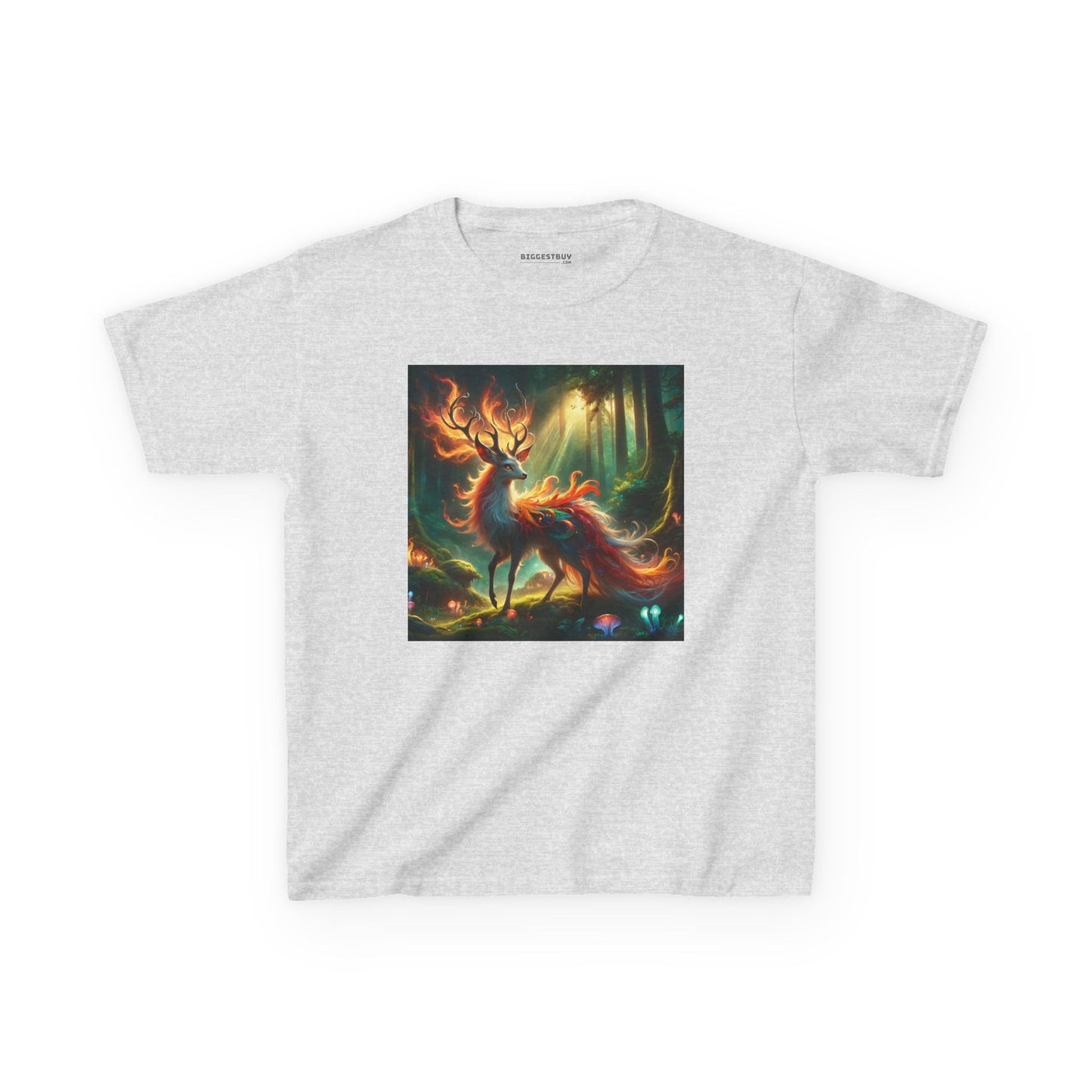 T-Shirt | Koszulka dziecięca | Ciężka bawełna | Mistyczna fantazja | Ognisty jeleń