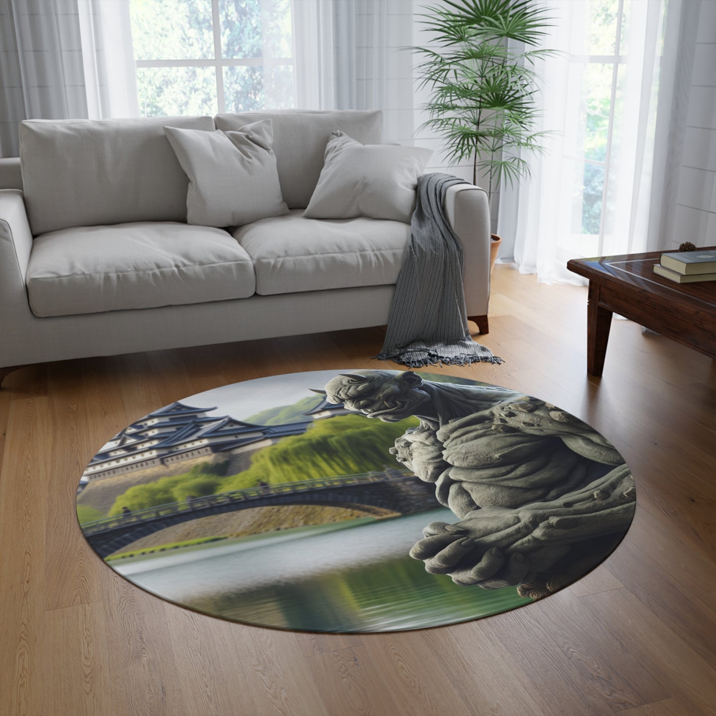 Tapete | Redondo | Mitologia Japonesa | Oni | Estátua