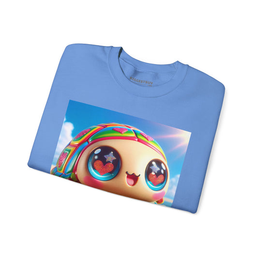 Sweat-shirt | Unisexe | Col rond | Mélange épais | Kawaii Fantaisie | Tortue Arc-en-ciel