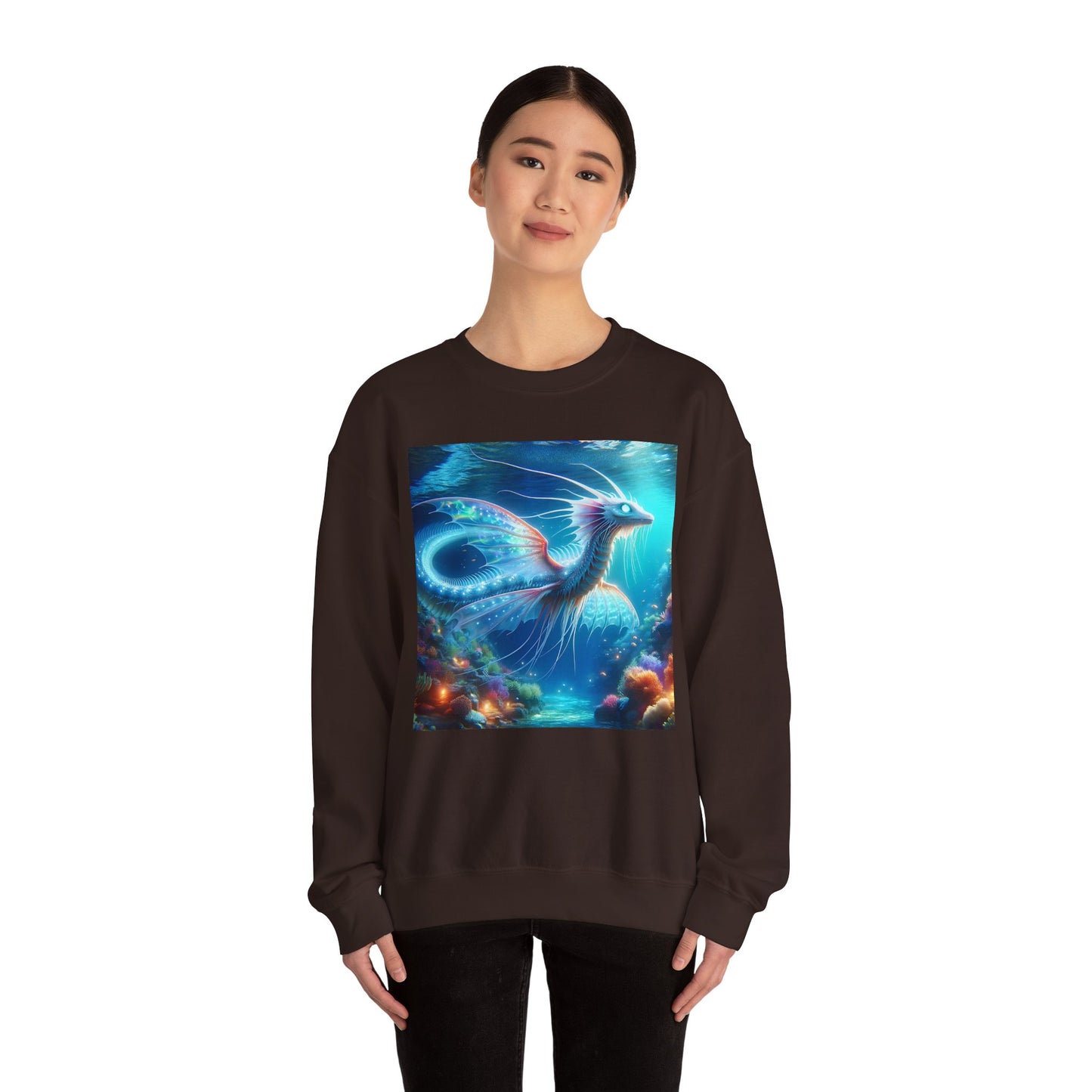Bluza dresowa | Unisex | Okrągły dekolt | Gruba mieszanka | Mitologia morska | Ryujin | Smok wodny