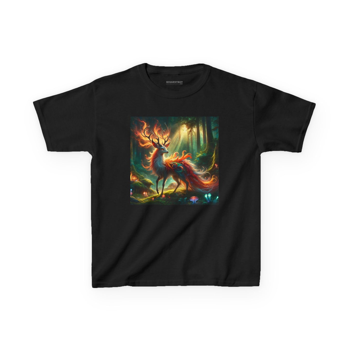 T-Shirt | Koszulka dziecięca | Ciężka bawełna | Mistyczna fantazja | Ognisty jeleń