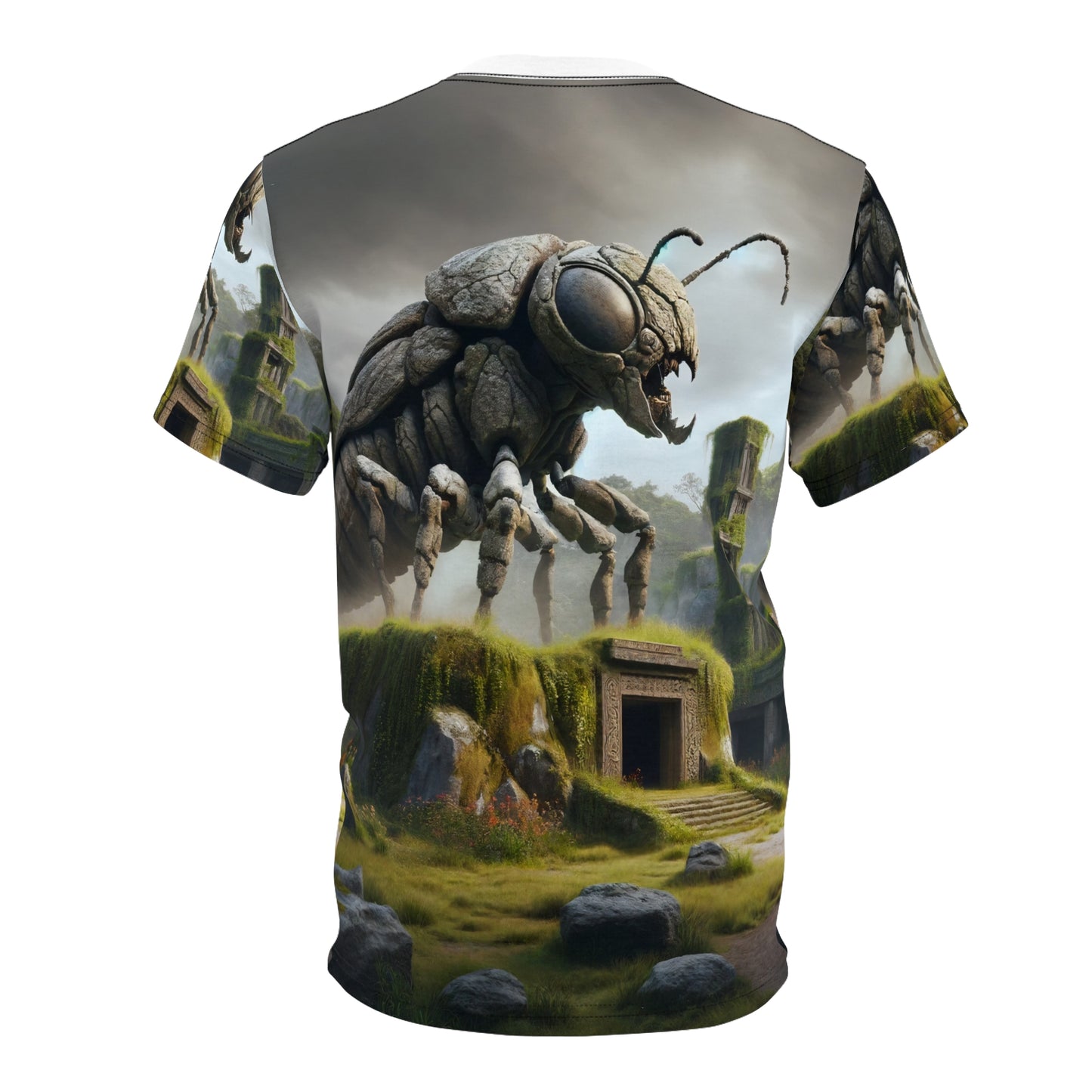 تي شيرت | طباعة شاملة | تي شيرت للجنسين | رعب بيئي | خنفساء عملاقة | أخضر