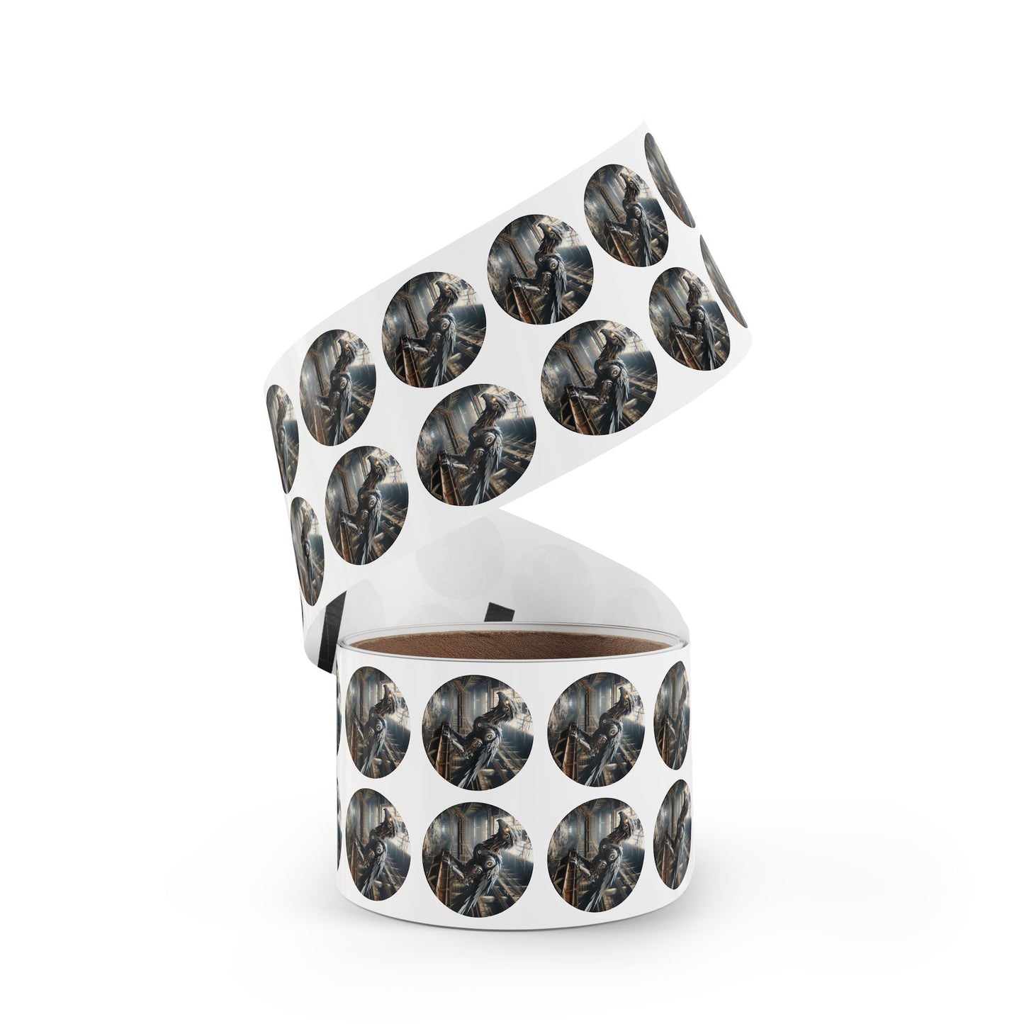 Stickerlabelrol | Rond | Steampunk | Klokwerk Mechanica | Raaf
