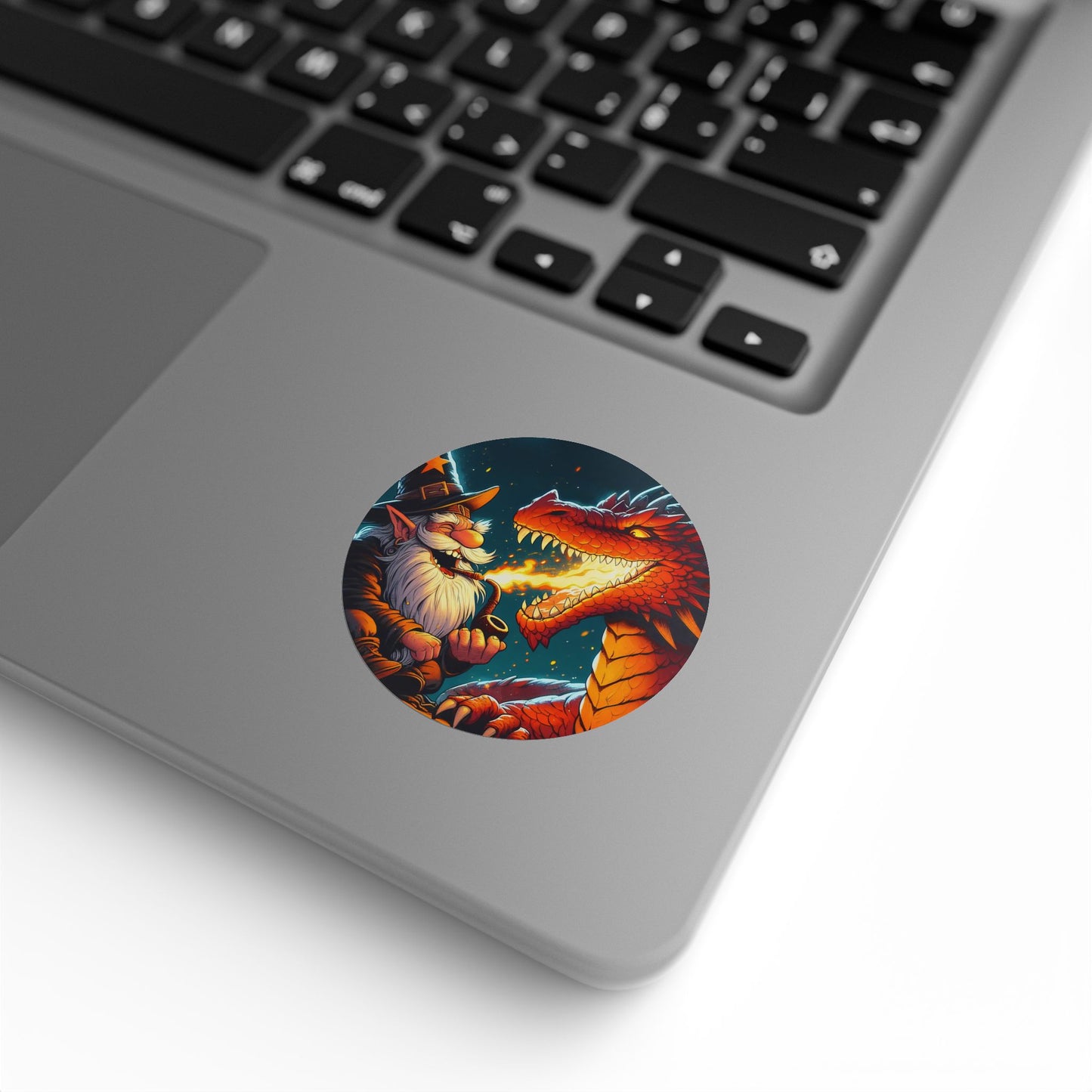 Rotolo di etichette adesive | Rotondo | Fantasy Epico | Mago vs Drago