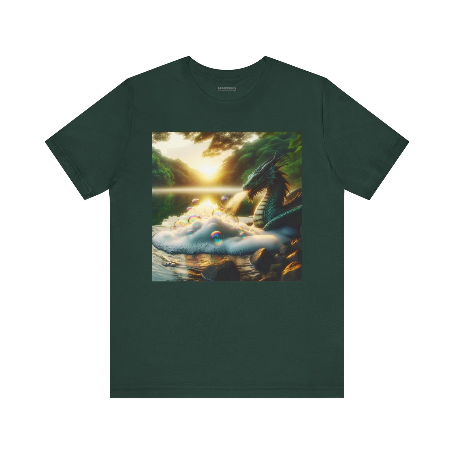 เสื้อยืด | ยูนิเซ็กส์ | เสื้อยืดเจอร์ซีย์ | แขนสั้น | แฟนตาซีมังกร | มังกรริมทะเลสาบ