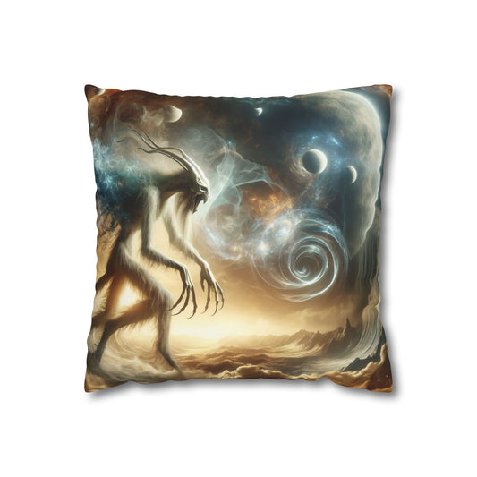 Sarung bantal | Persegi | Kanvas poliester | Kosmik Lovecraftian | Entitas Kuno